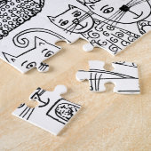 黒と白の猫の楽しい手描きアート ジグソーパズル (側面)