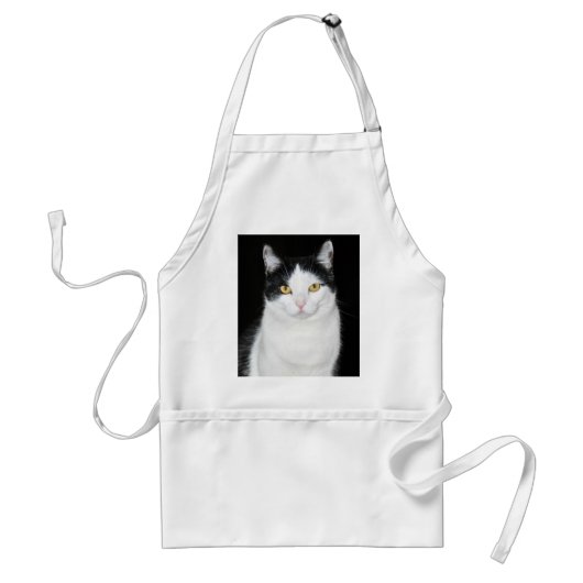 黒と白の猫の肖像画 スタンダードエプロン (正面)