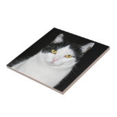 黒と白の猫の肖像画 タイル (側面)