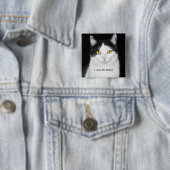 黒と白の猫の肖像画 缶バッジ (インサイチュ)