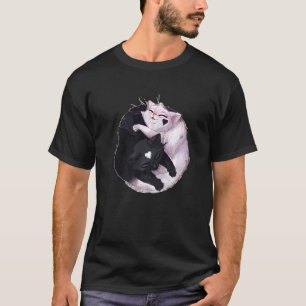 黒と白の猫の陰陽アニマル Tシャツ