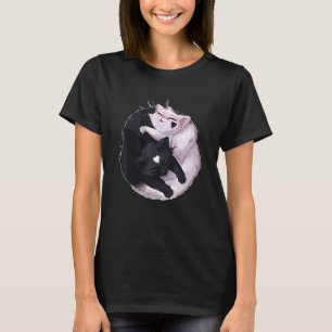 黒と白の猫の陰陽動物 Tシャツ