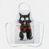 黒と白の猫の面白いエプロン エプロン (正面)