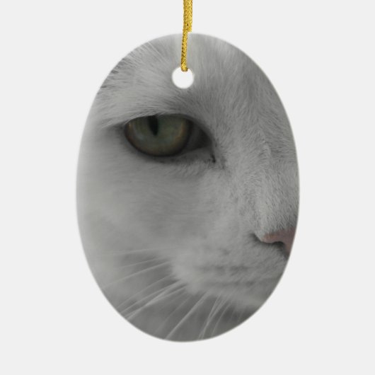 黒と白の猫の顔 セラミックオーナメント (正面)