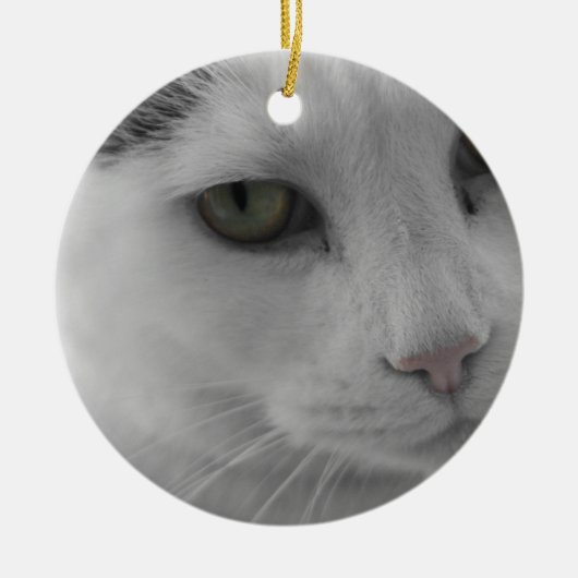 黒と白の猫の顔 セラミックオーナメント (正面)