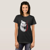 黒と白の猫の顔 Tシャツ (正面フル)