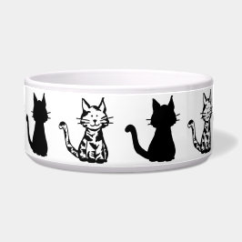 黒と白の猫柄大型ペットボウル ボウル