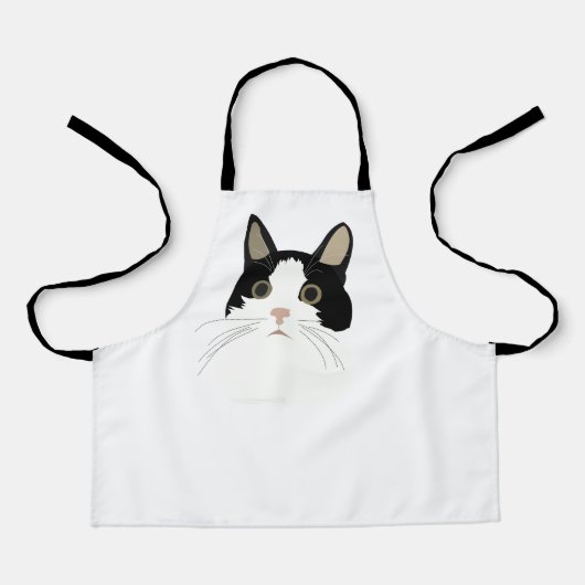 黒と白の猫 かわいい動物 子供 エプロン (正面)