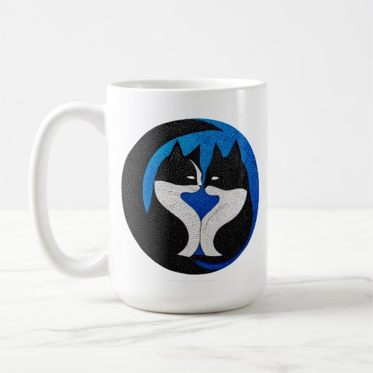 黒と白の猫 コーヒーマグカップ (左)