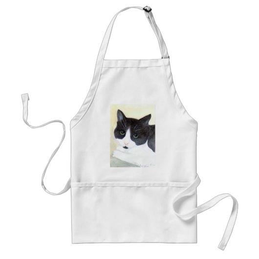 黒と白の猫 スタンダードエプロン (正面)