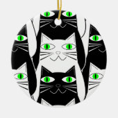 黒と白の猫 セラミックオーナメント (正面)