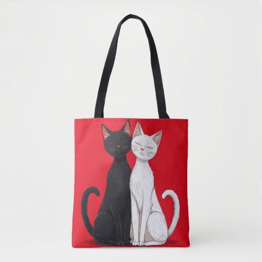 黒と白の猫 トートバッグ (正面)