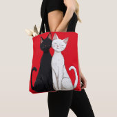 黒と白の猫 トートバッグ (クローズアップ)