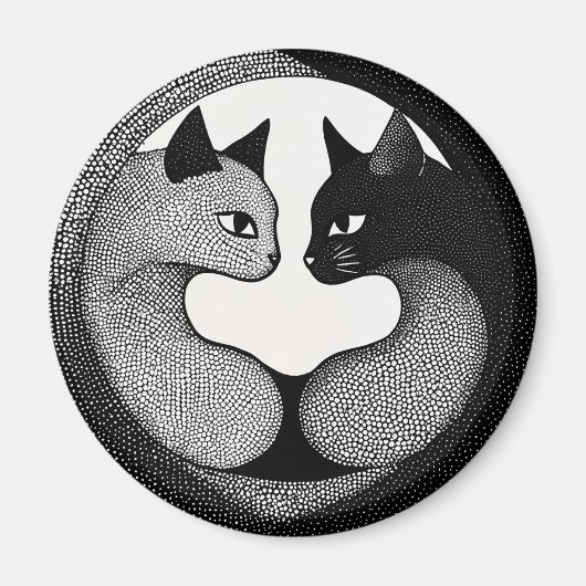 黒と白の猫 マグネット (正面)