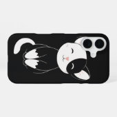 黒と白の猫 iPhone 16ケース (裏面横)