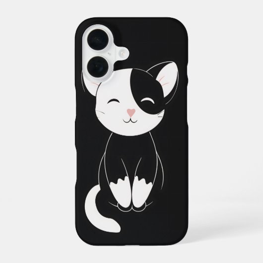 黒と白の猫 iPhone 16ケース (裏面)