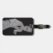 黒と白の男性スケッチ荷物タグ ラゲッジタグ (裏面横)