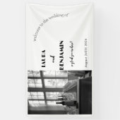 黒と白の白の表結婚の 横断幕 (縦)