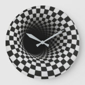 黒と白の目の錯覚トンネル ラージ壁時計 (正面)