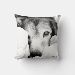 黒と白の眠そうな犬の仔羊飼いの枕 クッション