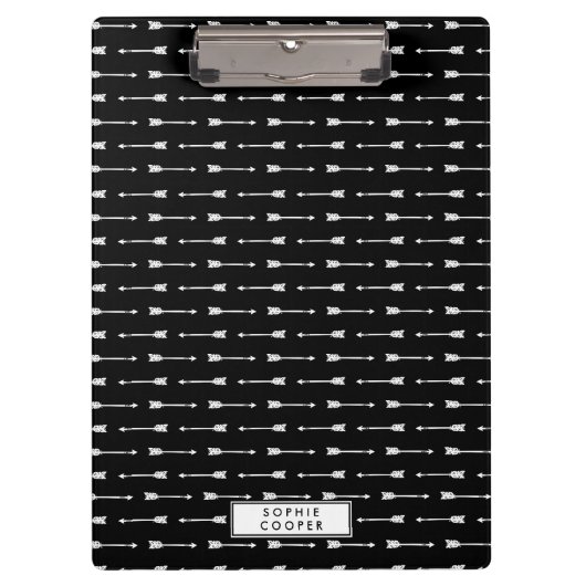 黒と白の矢印のクリップボパーソナライズされたード クリップボード (正面)