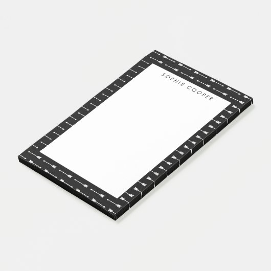 黒と白の矢印パターンの注パーソナライズされた記 ポストイット (アングル)