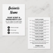 黒と白の石鹸の香りの成分リスト 名刺 (正面/裏面)