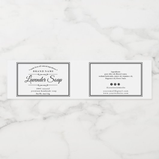黒と白の石鹸ラベル ペットボトルラベル (シングルラベル)