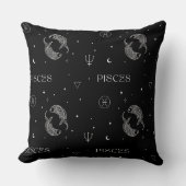 黒と白の神秘的なてんびん座の星座パターン クッション (正面)
