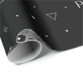 黒と白の神秘的なてんびん座の星座パターン ラッピングペーパー (ロールコーナー)