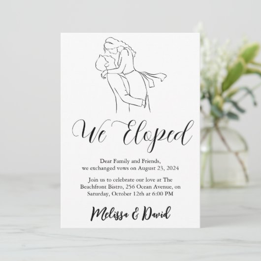 黒と白の秘密の結婚式招待状 招待状 (スタンド正面)