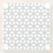 黒と白の立方体のパターン ガラスコースター (裏面)