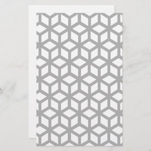 黒と白の立方体パターン 便箋 (正面/裏面)