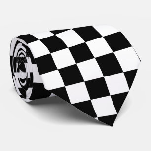 黒と白の競馬レースシルク柄チェック ダービー ネクタイ