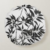 黒と白の竹の植物 ラウンドクッション (裏面)
