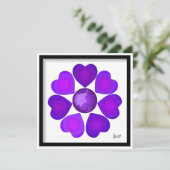 黒と白の紫のハートビート カード (スタンド正面)