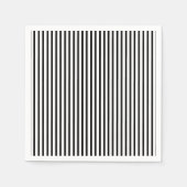 黒と白の細いピンストライプ スタンダードカクテルナプキン (正面)