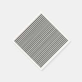 黒と白の細いピンストライプ スタンダードカクテルナプキン