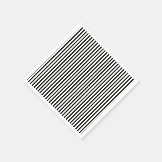 黒と白の細いピンストライプ スタンダードカクテルナプキン
