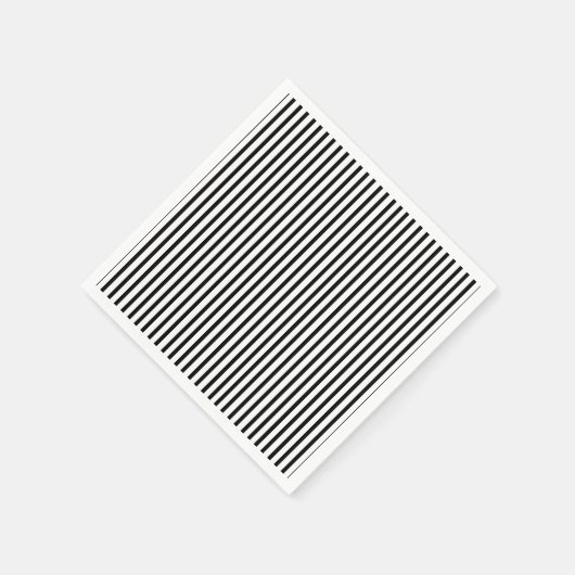 黒と白の細いピンストライプ スタンダードカクテルナプキン (角)