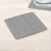 黒と白の細いピンストライプ ペーパーコースター (アングル)