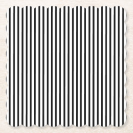 黒と白の細いピンストライプ ペーパーコースター