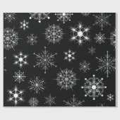 黒と白の組み合わせクリスマススノーフレーク ラッピングペーパー (フラット)