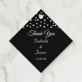 黒と白の結婚式に真珠のアクセント フェイバータグ (裏面)