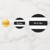 黒と白の結婚式のスワンカップル コンフェッティ (正面)