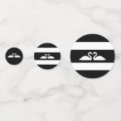 黒と白の結婚式のスワンカップル コンフェッティ (裏面)