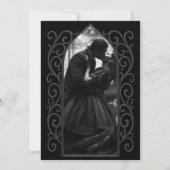 黒と白の結婚式のデザインを保存する オルナートボーダー 案内状 (裏面)