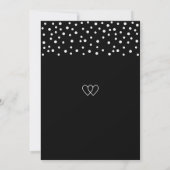黒と白の結婚式の事前お知らせカードにパールをあしらったデザイン カード (裏面)
