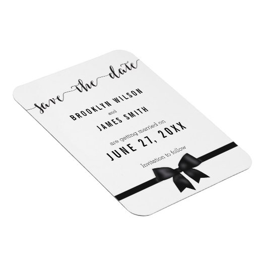 黒と白の結婚式の日付の磁石弓を保存 マグネット (右側)