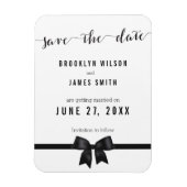 黒と白の結婚式の日付の磁石弓を保存 マグネット (縦)